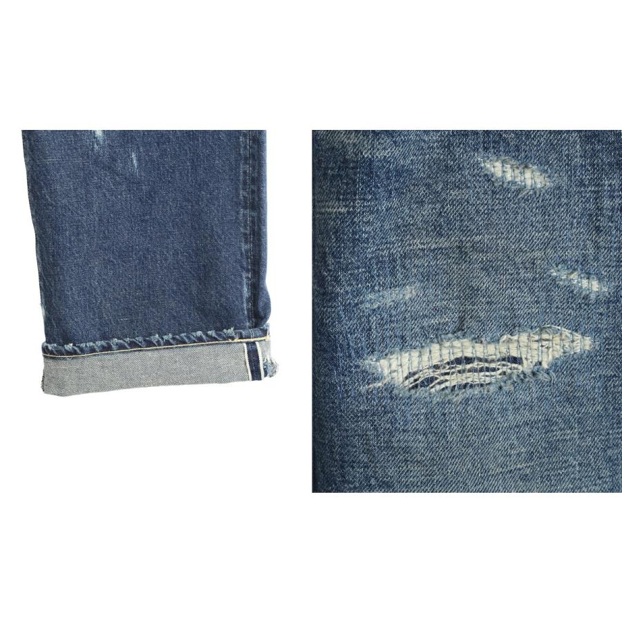 GOLD /ゴールド ： RECYCLED WASTE SUVIN COTTON YARN 14oz DENIM  5POCKET STRAIGHT PANTS VINTAGE WASHED(ZIPPER FLY) / 全2色 ： 25B-GL42580Hの画像