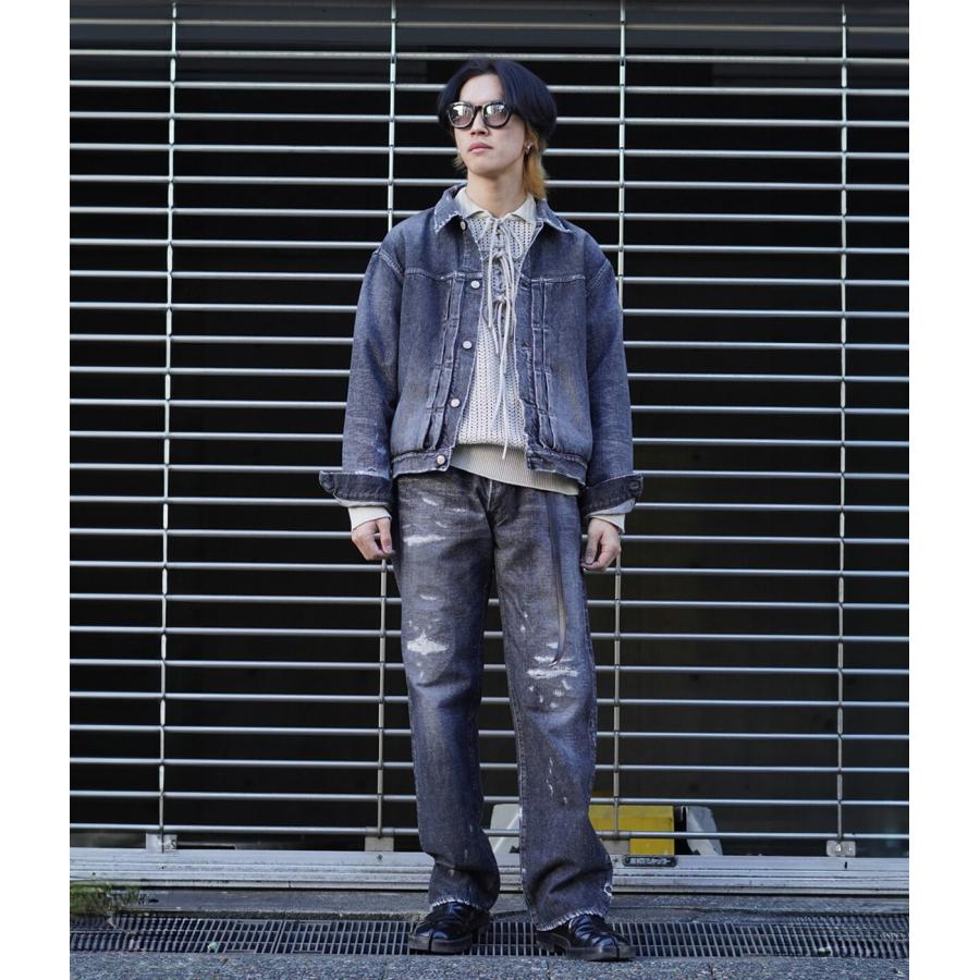GOLD /ゴールド ： RECYCLED WASTE SUVIN COTTON YARN 14oz DENIM  5POCKET STRAIGHT PANTS VINTAGE WASHED(ZIPPER FLY) / 全2色 ： 25B-GL42580Hの画像