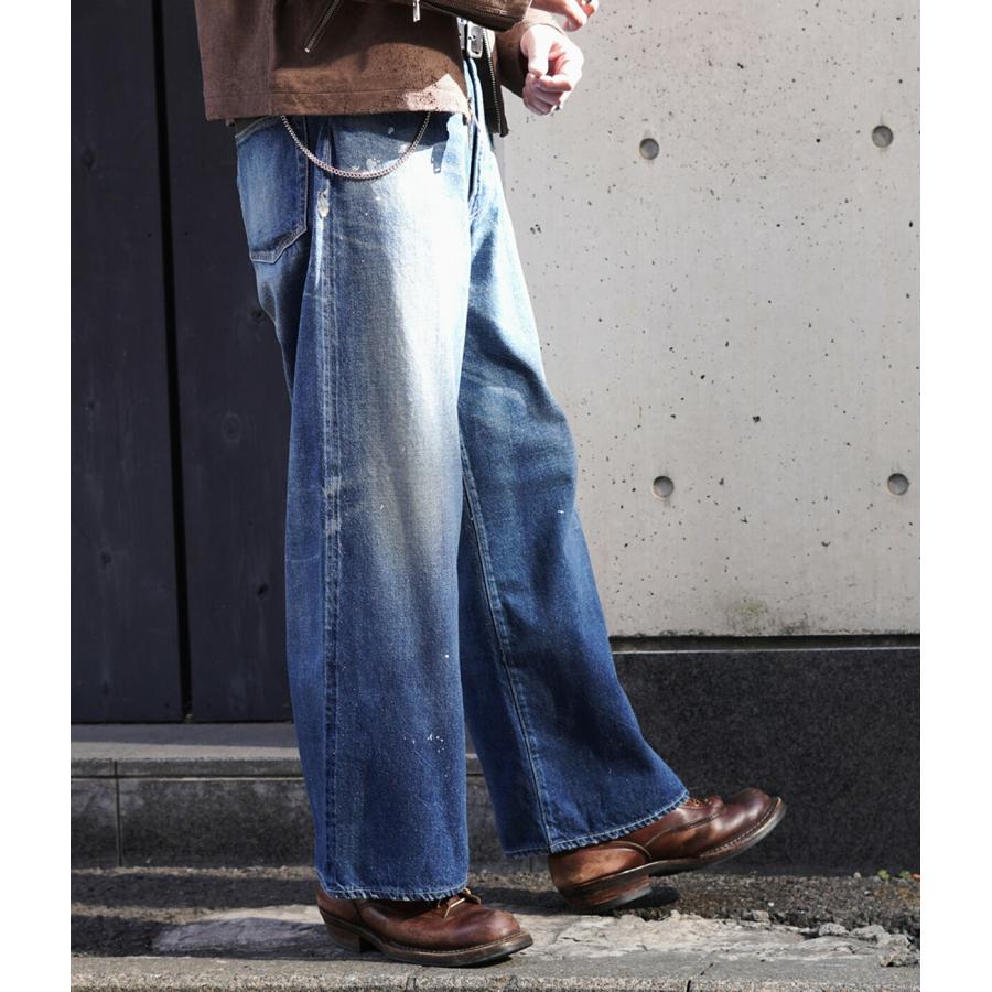 GOLD /ゴールド ： RECYCLED WASTE SUVIN COTTON YARN 11.5oz DENIM 5POCKET BAGGY PANTS VINTAGE WASHED(ZIPPER FLY) / 全2色 ： 25B-GL42581Hの画像