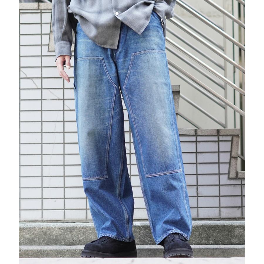GOLD /ゴールド ： RECYCLED WASTE SUVIN COTTON YARN 11.5oz DENIM DOUBLE KNEE PAINTER PANTS VINTAGE WASHED / 全2色 ： 25B-GL42582Hの画像