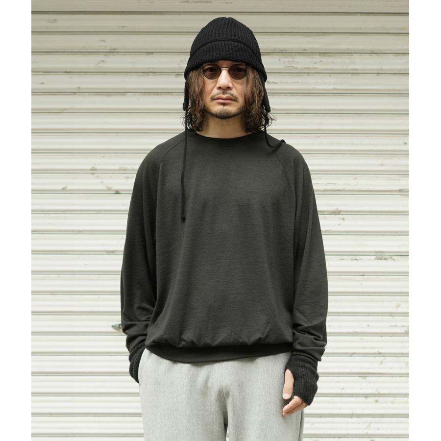 GOLD / ゴールド ： Super 140s WASHBLE WOOL RAGLAN CREW NECK SHIRT