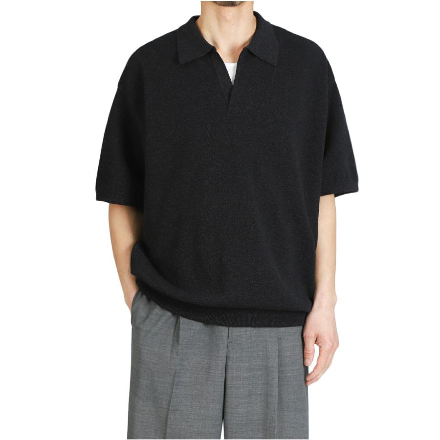 美品 crepuscule Moss Stitch Polo サイズ1 ブラック crepuscule(クレプスキュール)Moss Stitch Polo (2501-011