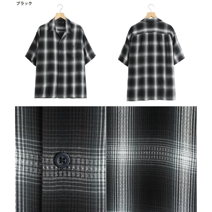 MINEDENIM / マインデニム ： Rayon Dobby Plaid S.S Open Collar SH / 全3色 ： 2605-5004の画像