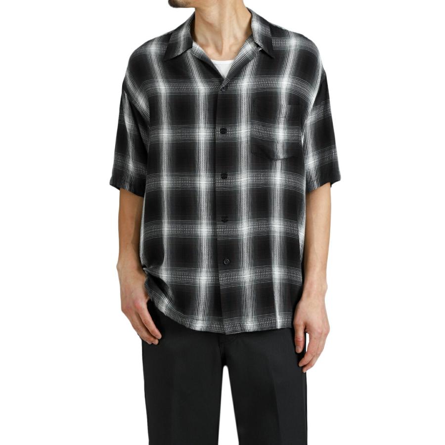 MINEDENIM / マインデニム ： Rayon Dobby Plaid S.S Open Collar SH / 全3色 ： 2605-5004の画像