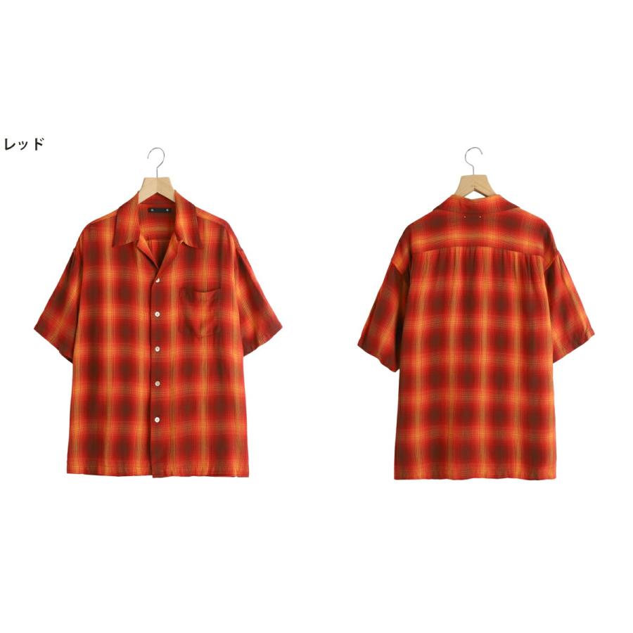 MINEDENIM / マインデニム ： Rayon Dobby Plaid S.S Open Collar SH / 全3色 ： 2605-5004の画像