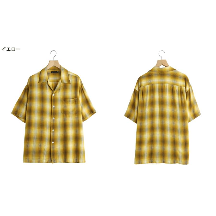 MINEDENIM / マインデニム ： Rayon Dobby Plaid S.S Open Collar SH / 全3色 ： 2605-5004の画像