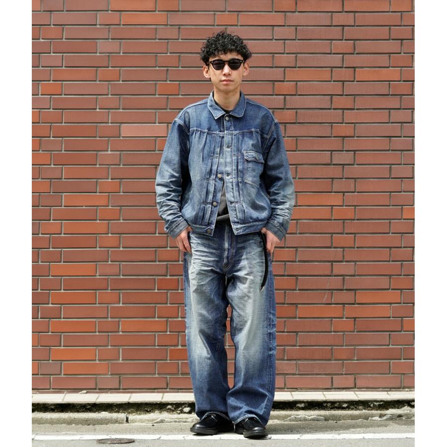 GOLD / ゴールド ： RECYCLED SUVIN COTTON YARN 11.5oz DENIM BLOUSE VINTAGE WASHED / 全3色 ： 26A-GL15861Hの画像