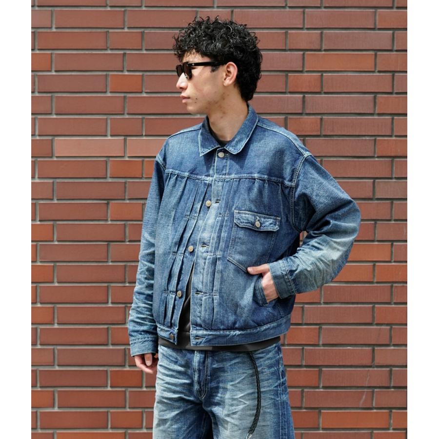 GOLD / ゴールド ： RECYCLED SUVIN COTTON YARN 11.5oz DENIM BLOUSE VINTAGE WASHED / 全3色 ： 26A-GL15861Hの画像