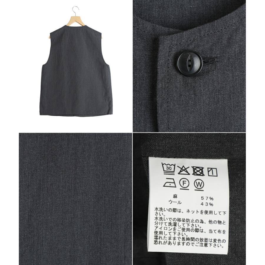 GOLD / ゴールド ： LINEN WOOL TROPICAL CREW NECK VEST 26A-GL15864