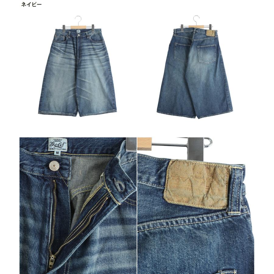 GOLD / ゴールド ： RECYCLED SUVIN COTTON YARN 11.5oz DENIM 5POCKET WIDE SHORTS VINTAGE WASHED / 全3色 ： 26A-GL52633Hの画像