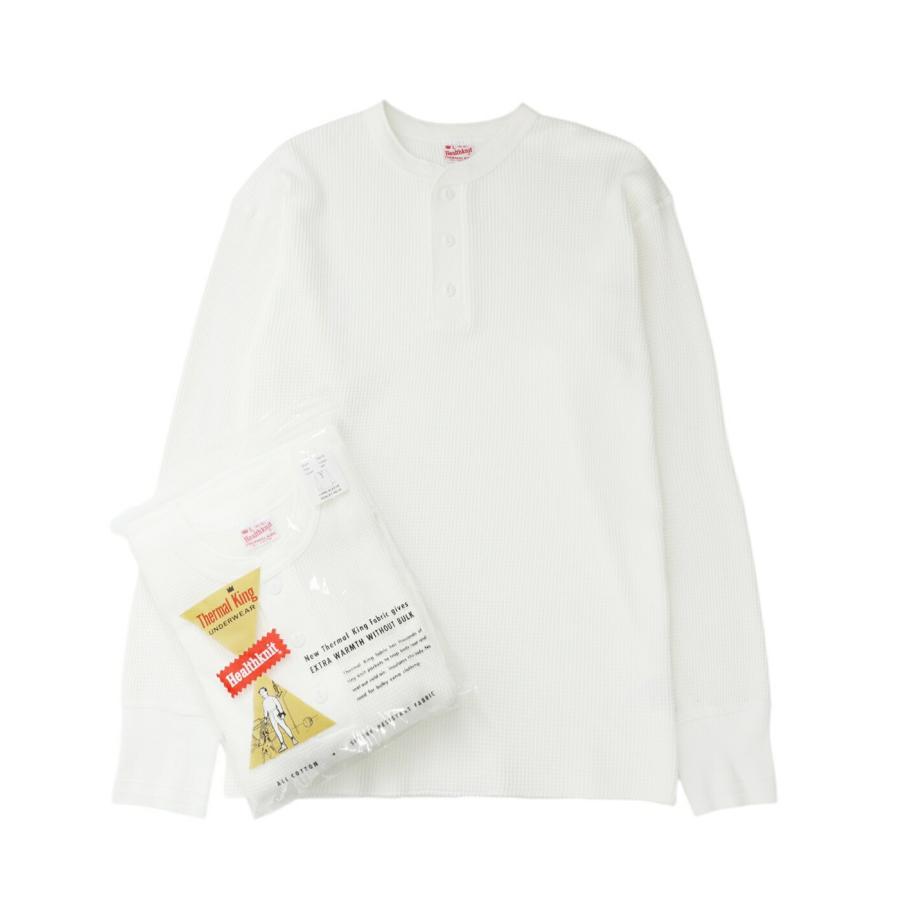 【P10倍】Healthknit / ヘルスニット ： THERMAL KING WAFFLE HENLEY NECK L/S ： 52016-H[コンパクト] | Healthknit