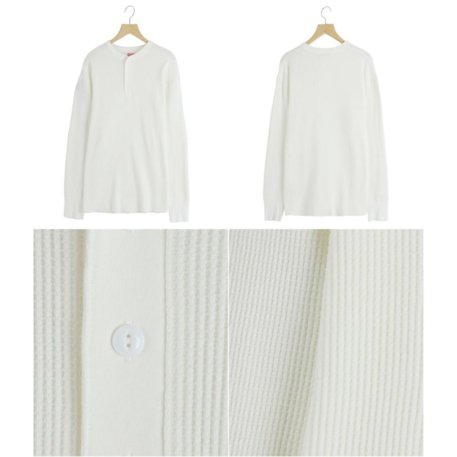 【P10倍】Healthknit / ヘルスニット ： THERMAL KING WAFFLE HENLEY NECK L/S ： 52016-H[コンパクト] | Healthknit | 01