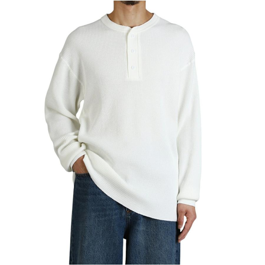 Kinema waffle henley neck shirt ナチュラル S Kinema waffle henley