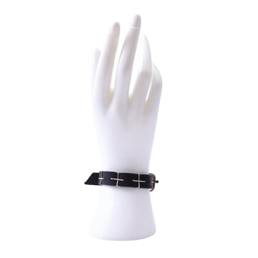 m.a+ / エムエークロス ： thin silver cross studded wrist band ： A-F2BL1-GR20[RIP][D]の画像