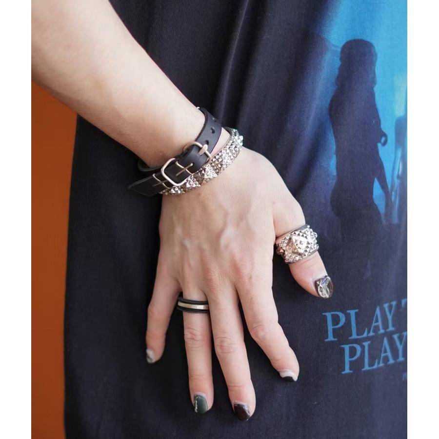 m.a+ / エムエークロス ： thin silver cross studded wrist band ： A-F2BL1-GR20[RIP][D]の画像