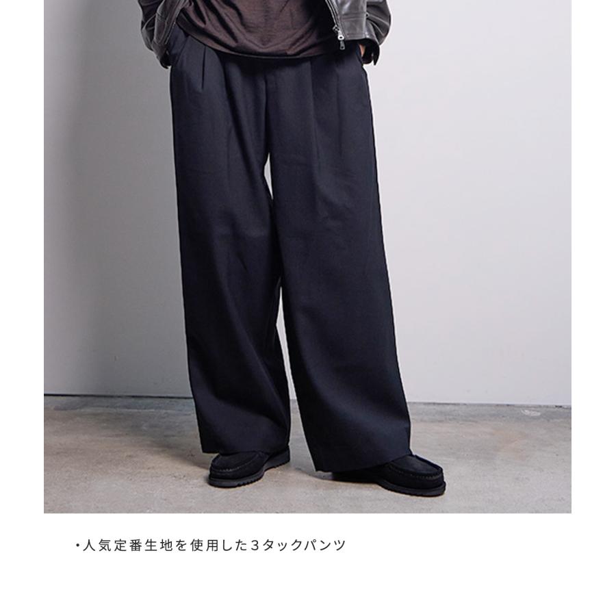 パンツ MARKAWARE ORGANIC WOOL SURVIVAL CLOTH 3 MARKAWARE TRIPLE PLEATED WIDE TROUSERS ORGANIC WOOL SURVIVAL CLOTH