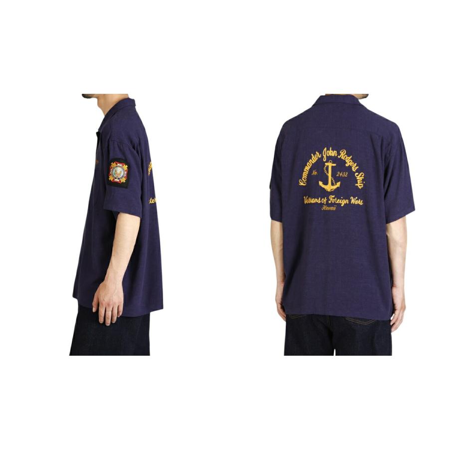 【P10倍】BUZZ RICKSON’S / バズリクソンズ ： U.S. NAVY RAYON / LINEN S/S SHIRT CHAIN EMB’D ： BR39510 | BUZZ RICKSON'S | 04