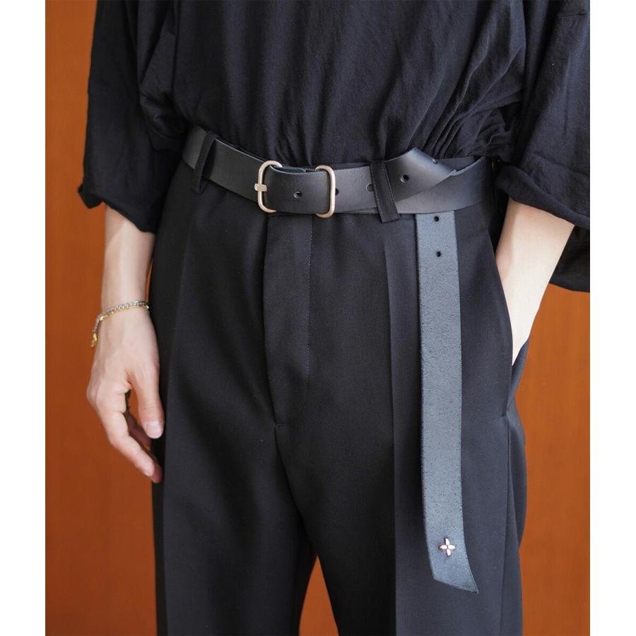 m.a+（エムエークロス） ： double oval buckle wide belt ： EL1E