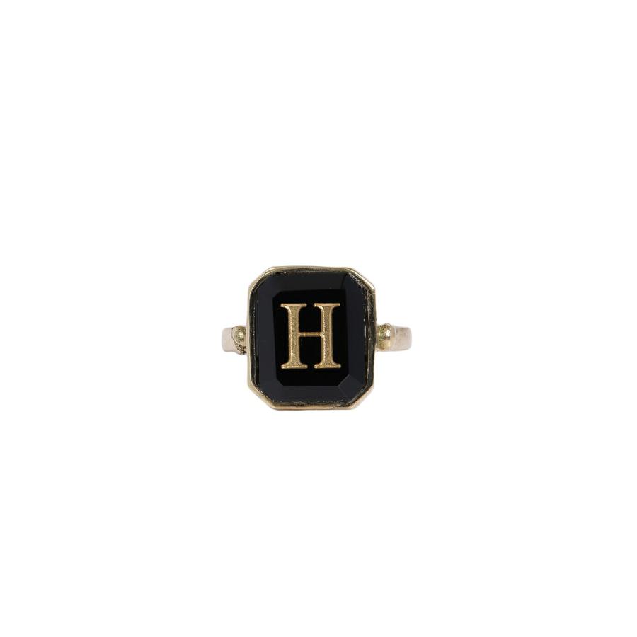 GIGI / ジジ ： [レディース]Initial onyx ring (イニシャル：H