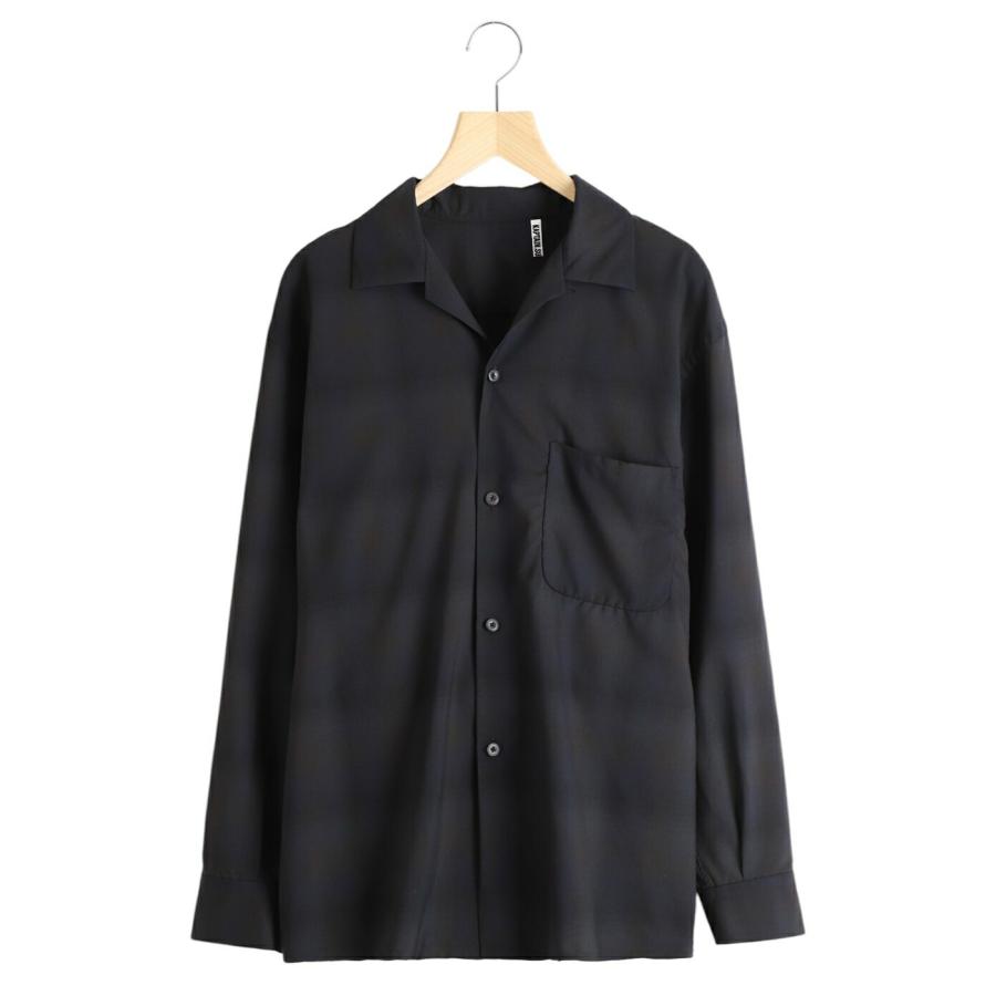トップス KAPTAIN SUNSHINE Open Collared SS Shirt KAPTAIN SUNSHINE Open Collared SS Shirt - Ink Black Plaid