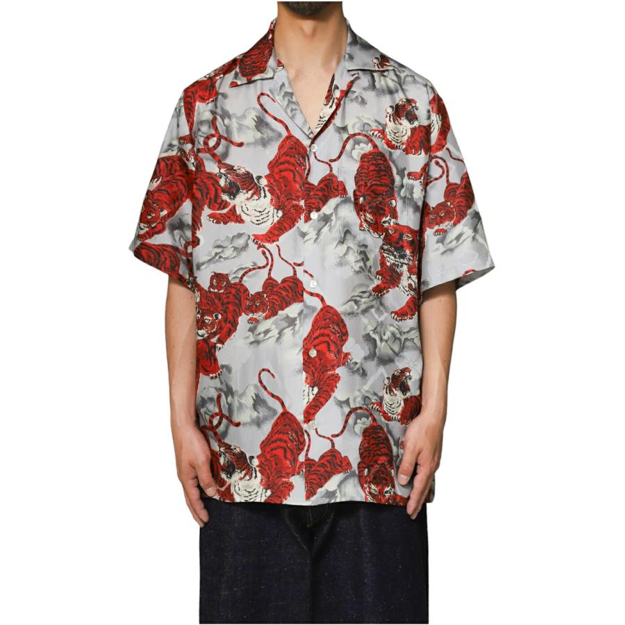 NIPOALOHA / ニポアロハ ： SILK CUPRA SHORT SLEEVE ALOHA SHIRT(百虎) ： N24-SCSH02｜arknets｜04