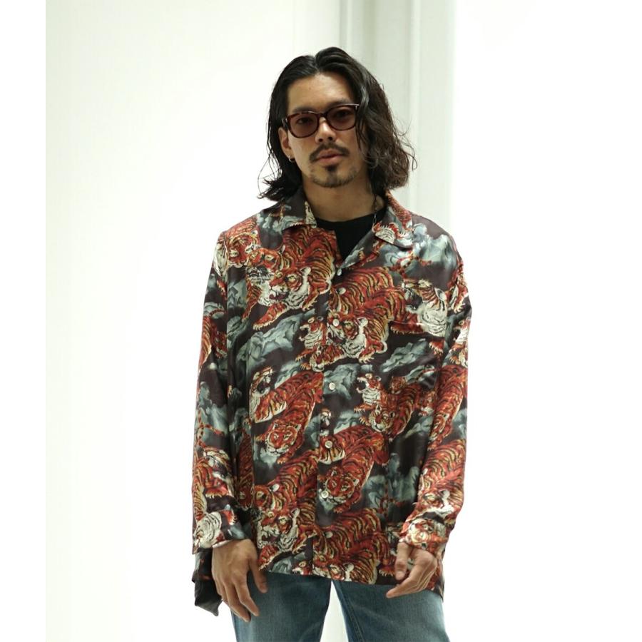 NIPOALOHA / ニポアロハ ： SILK LONG SLEEVE ALOHA SHIRT(百虎) ： N24-SLSH01｜arknets｜10