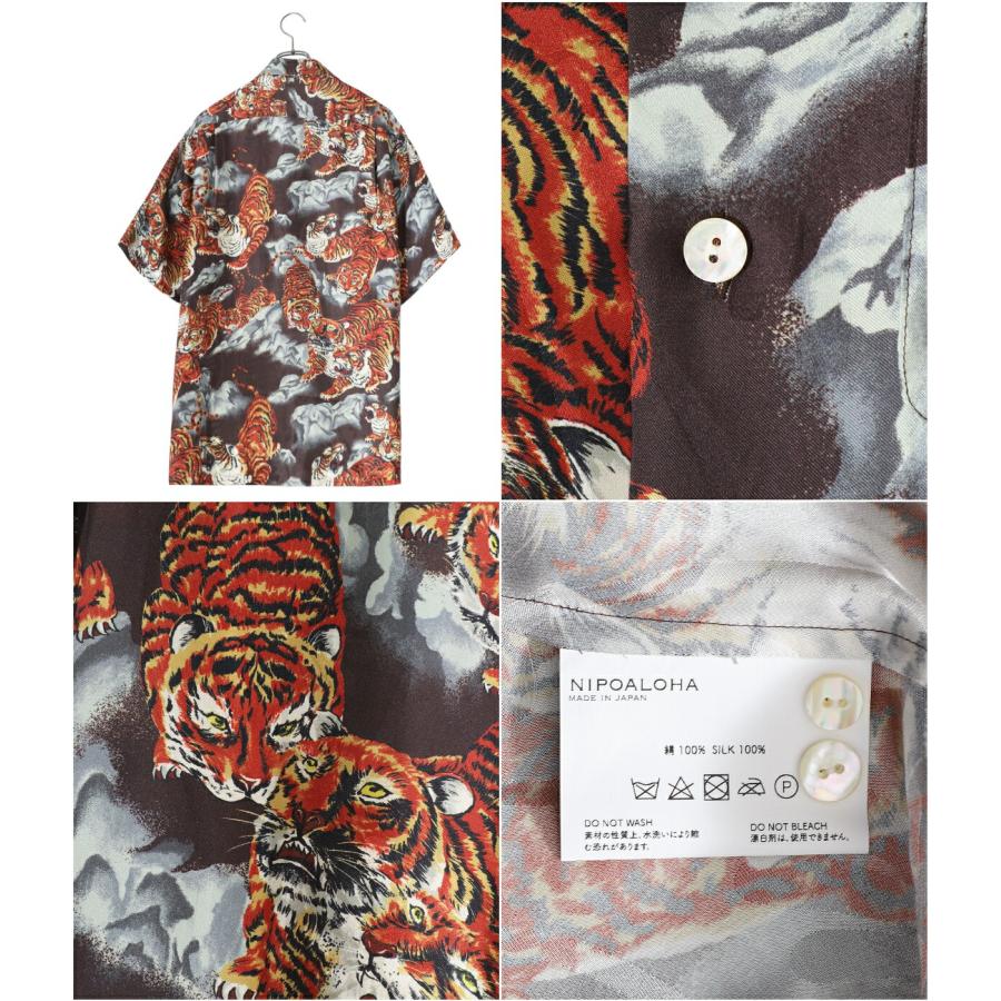 NIPOALOHA / ニポアロハ ： SILK SHORT SLEEVE ALOHA SHIRT(百虎) N24 