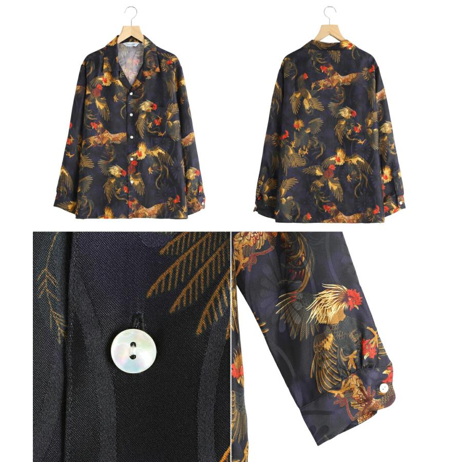 NIPOALOHA（ニポアロハ） ： SILK LONG SLEEVE ALOHA SHIRT〈COCK