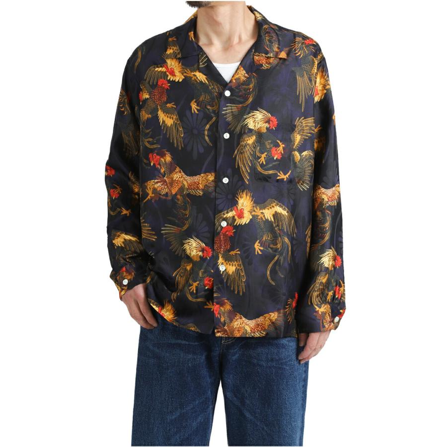 NIPOALOHA（ニポアロハ） ： SILK LONG SLEEVE ALOHA SHIRT〈COCK