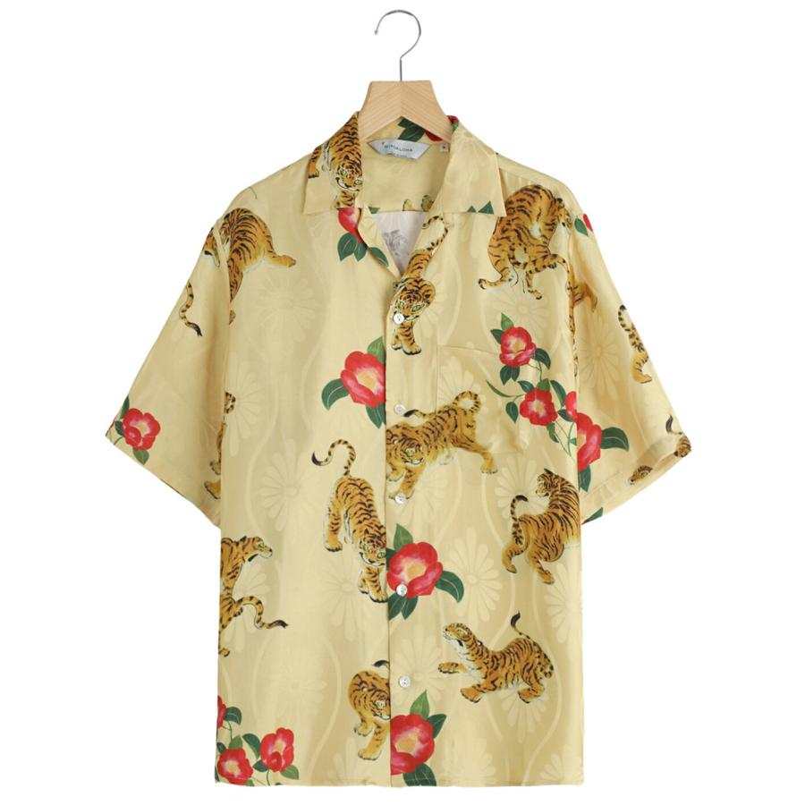 NIPOALOHA / ニポアロハ ： SILK SHORT SLEEVE ALOHA SHIRT〈 TIGER CAMELLIA / YELLOW 〉 ： N26-SSH01 | NIPOALOHA
