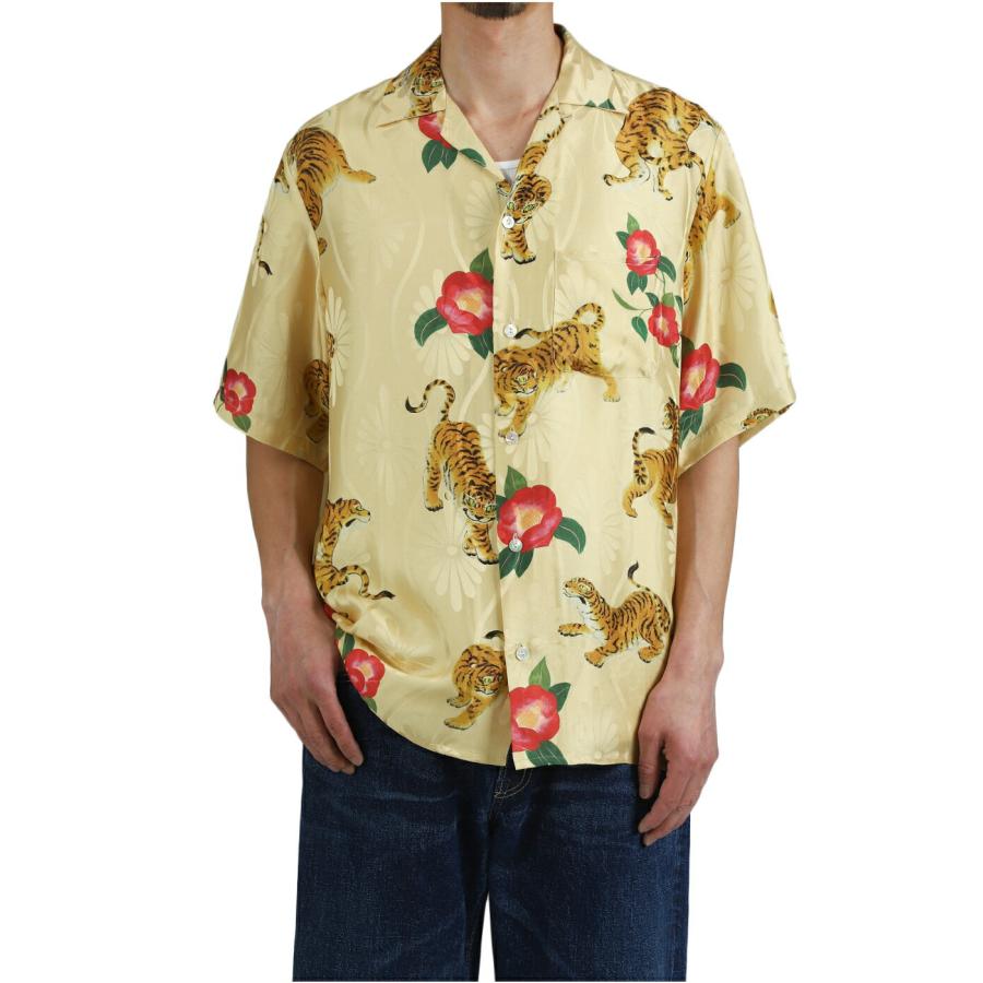 NIPOALOHA / ニポアロハ ： SILK SHORT SLEEVE ALOHA SHIRT〈 TIGER CAMELLIA / YELLOW 〉 ： N26-SSH01 | NIPOALOHA | 02