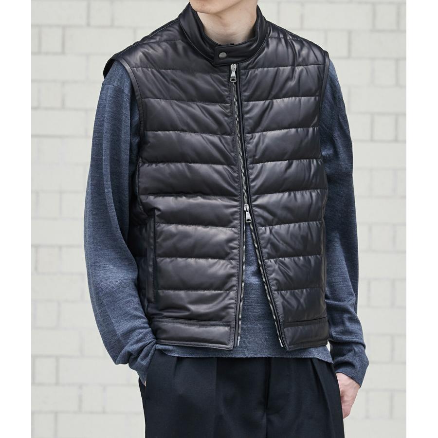 EMMETI（エンメティ） ： 別注 JURI DOWN VEST SP LEATHER ： ONLYARK