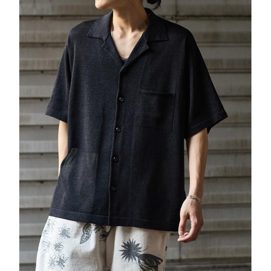 crepuscule / クレプスキュール ： 別注 Washi Knit Open Collar