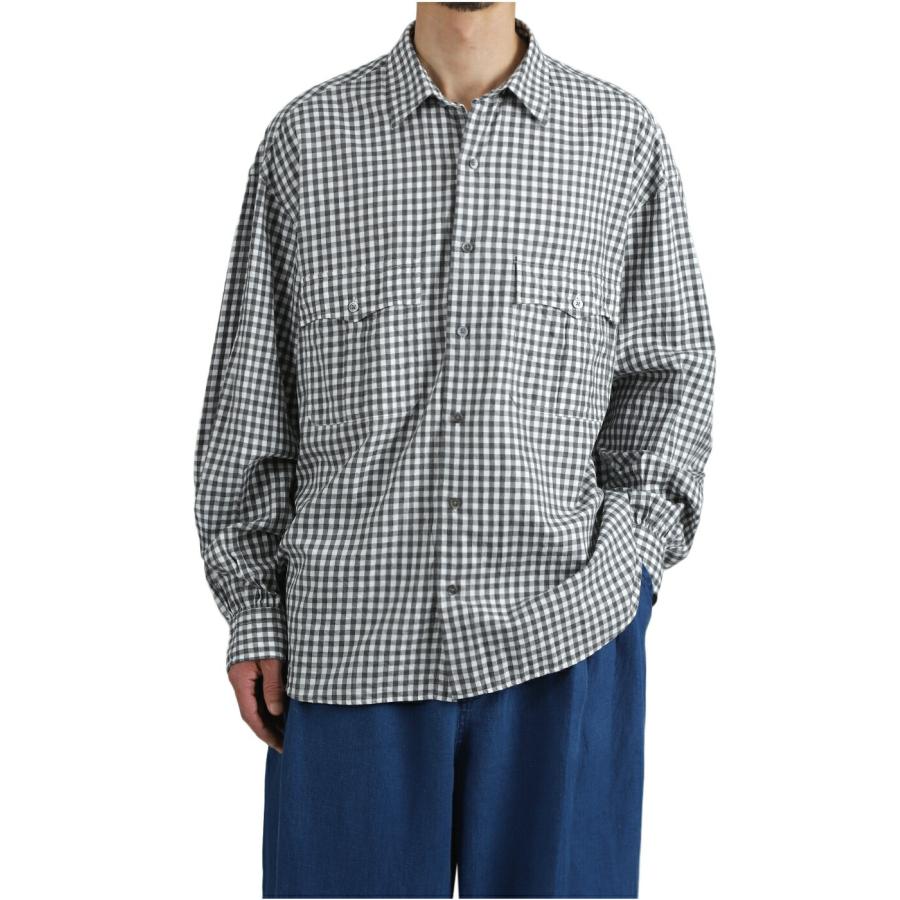 PORTER CLASSIC / ポータークラシック ： ROLL UP HEATHER GINGHAM CHECK SHIRT (GIZA 120/2) / 全2色 ： PC-016-3968の画像