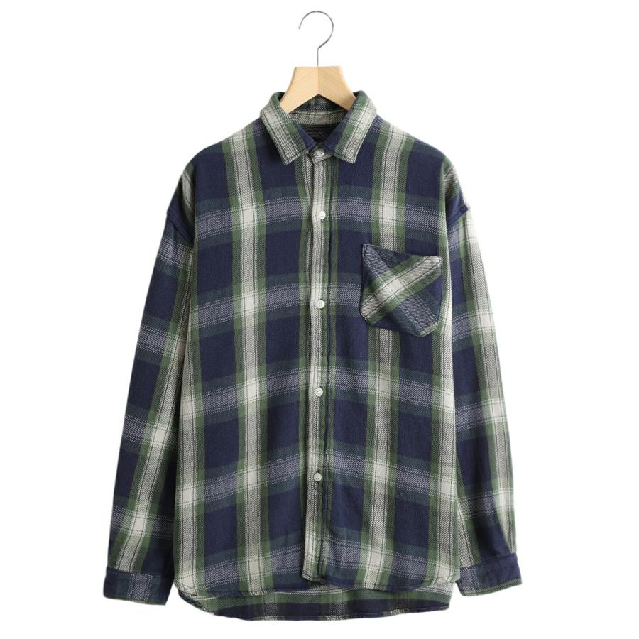 極美品 REMI RELIEF NAVY LABEL オーバーサイズ ネルシャツ REMI RELIEF NAVY LABEL / レミレリーフ ネイビーレーベル ： IND