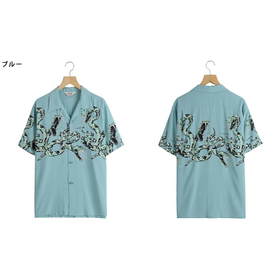 STAR OF HOLLYWOOD / スターオブハリウッド ： “RATTLE SNAKE” HIGH DENSITY RAYON S/S OPEN SHIRT / 全2色 ： SH39486 | STAR OF HOLLYWOOD | 06
