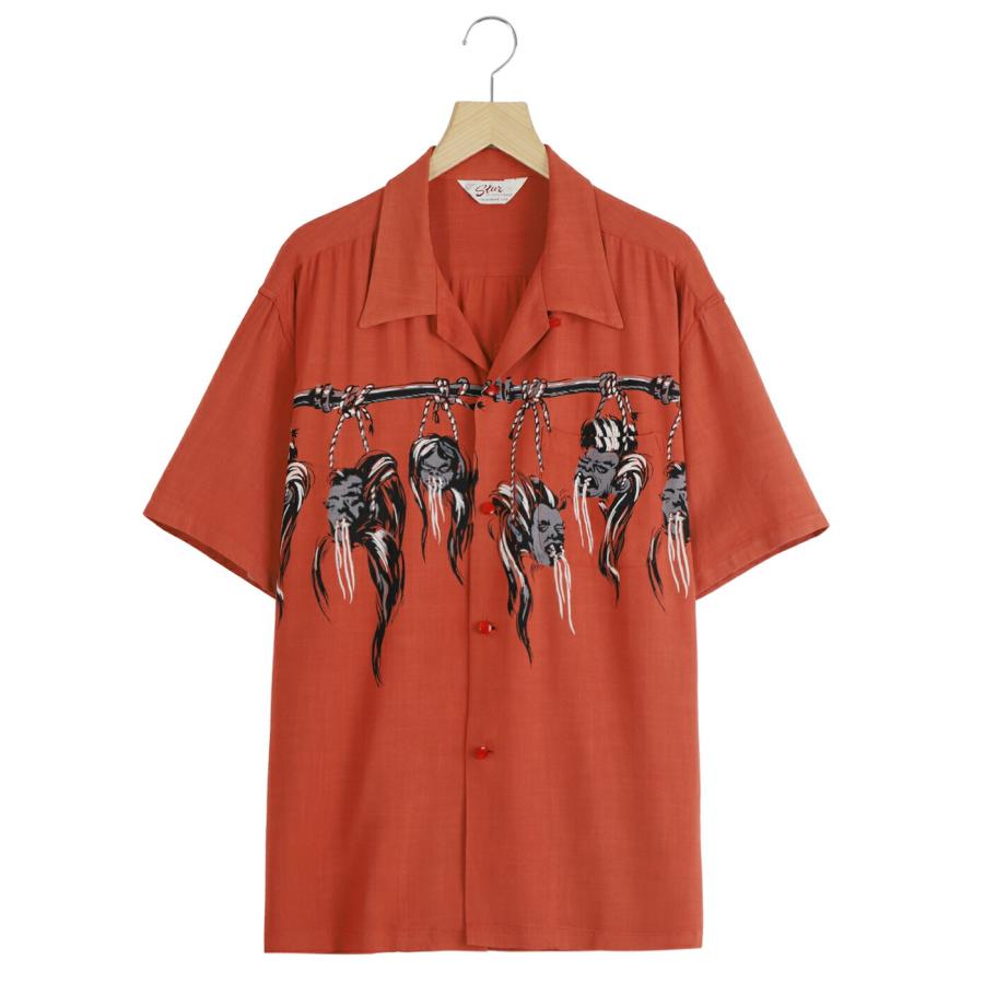 STAR OF HOLLYWOOD / スターオブハリウッド ： “SHRUNKEN HEAD“ HOPSACK RAYON S/S OPEN SHIRT / 全3色 ： SH39705 | STAR OF HOLLYWOOD
