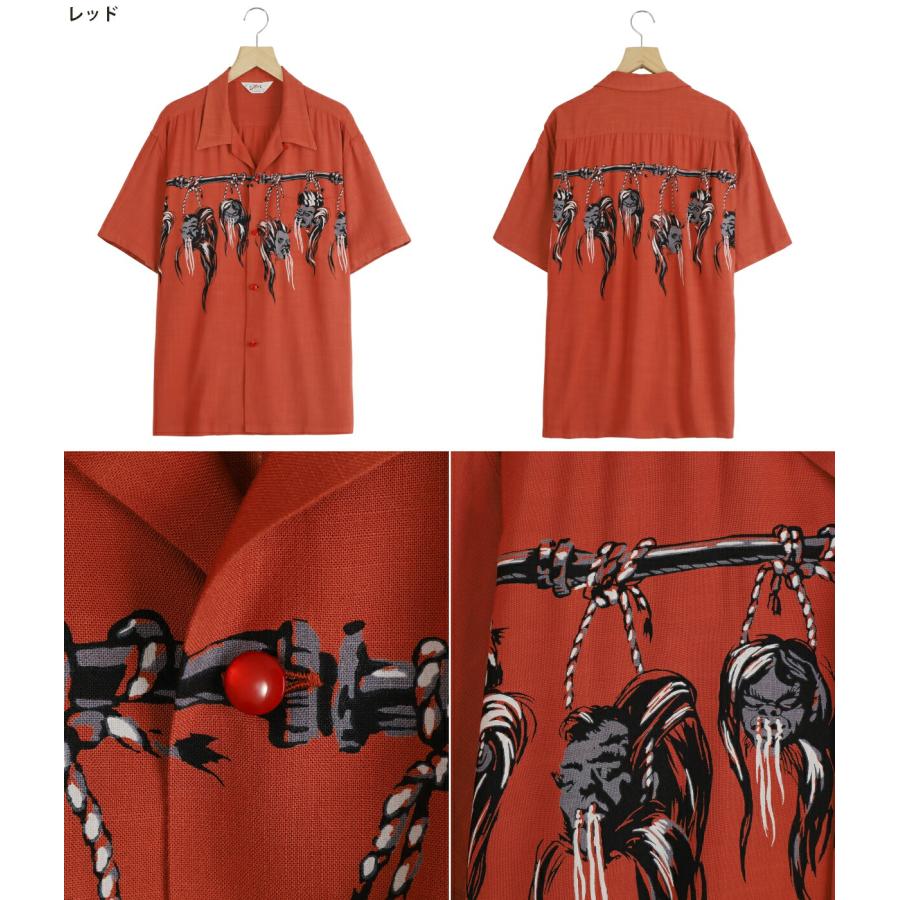 STAR OF HOLLYWOOD / スターオブハリウッド ： “SHRUNKEN HEAD“ HOPSACK RAYON S/S OPEN SHIRT / 全3色 ： SH39705 | STAR OF HOLLYWOOD | 01