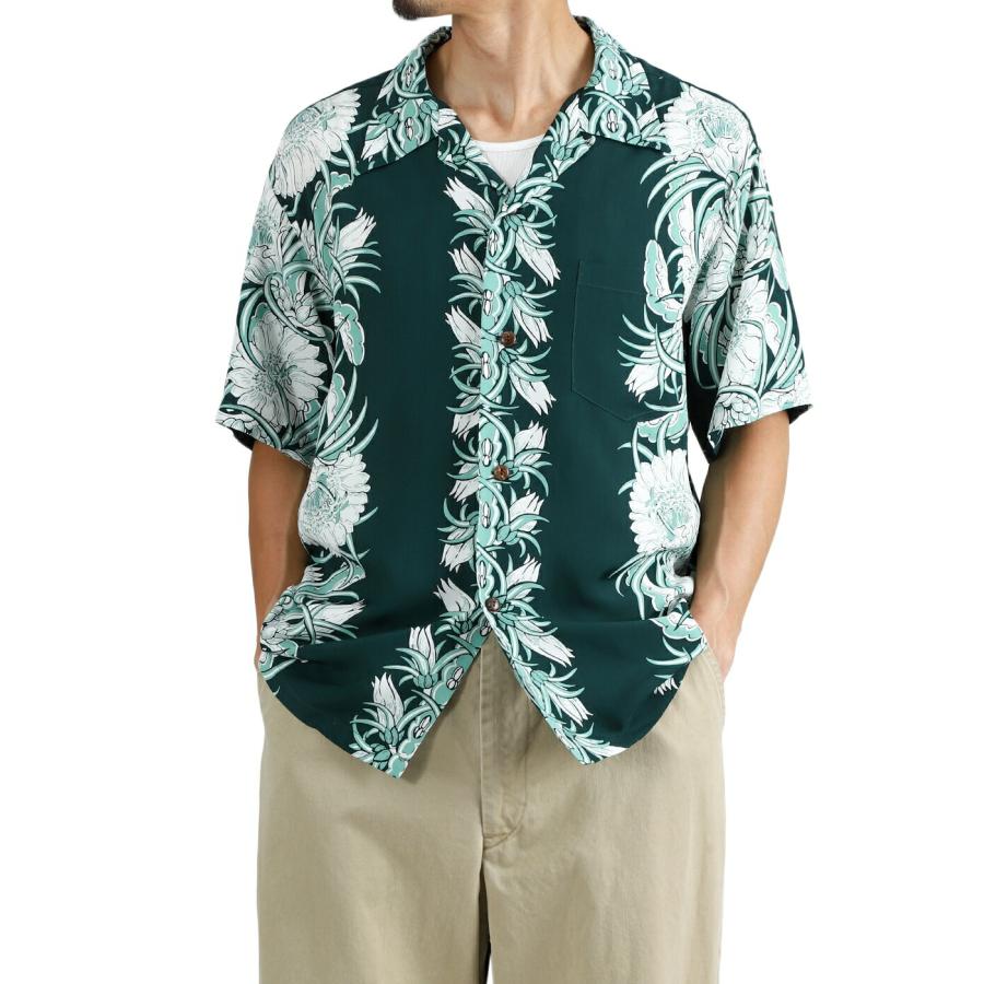 SUN SURF / サンサーフ ： “NIGHT BLOOMING CEREUS BORDER“ S/S RAYON HAWAIIAN SHIRT ： SS39612 | SUN SURF | 03