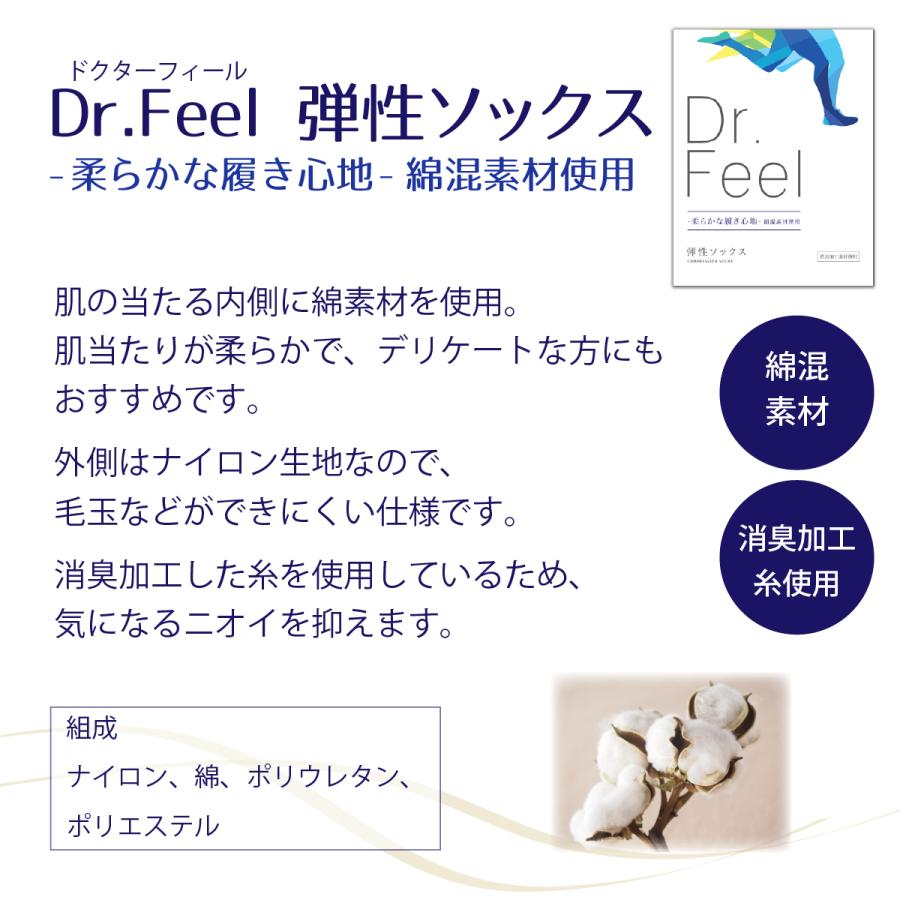 弾性ストッキング 着圧ソックス 医師監修 弾性ソックス Dr.feel 綿混 ブラック 1足入り 両足用 綿素材 | Dr.Feel | 05