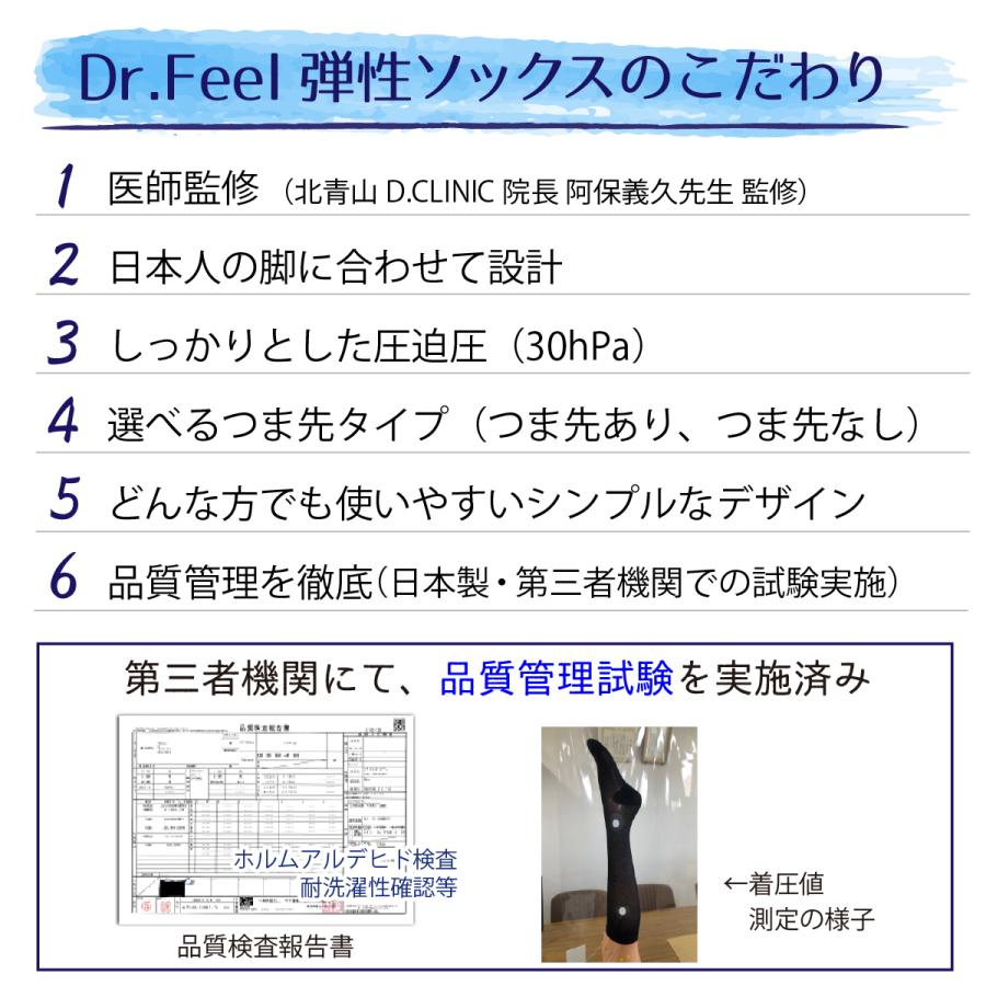 弾性ストッキング 着圧ソックス 医師監修 弾性ソックス Dr.feel 綿混 ブラック 1足入り 両足用 綿素材 | Dr.Feel | 06