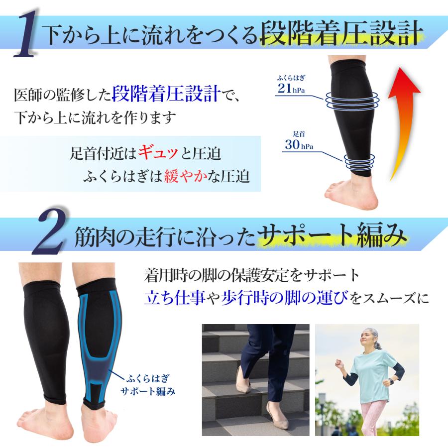 サポーター ふくらはぎ用 医師監修 Dr.Feel ふくらはぎ サポーター ブラック 強圧 2枚入り 両足用 黒 男女兼用 脹脛 | Dr.Feel | 06