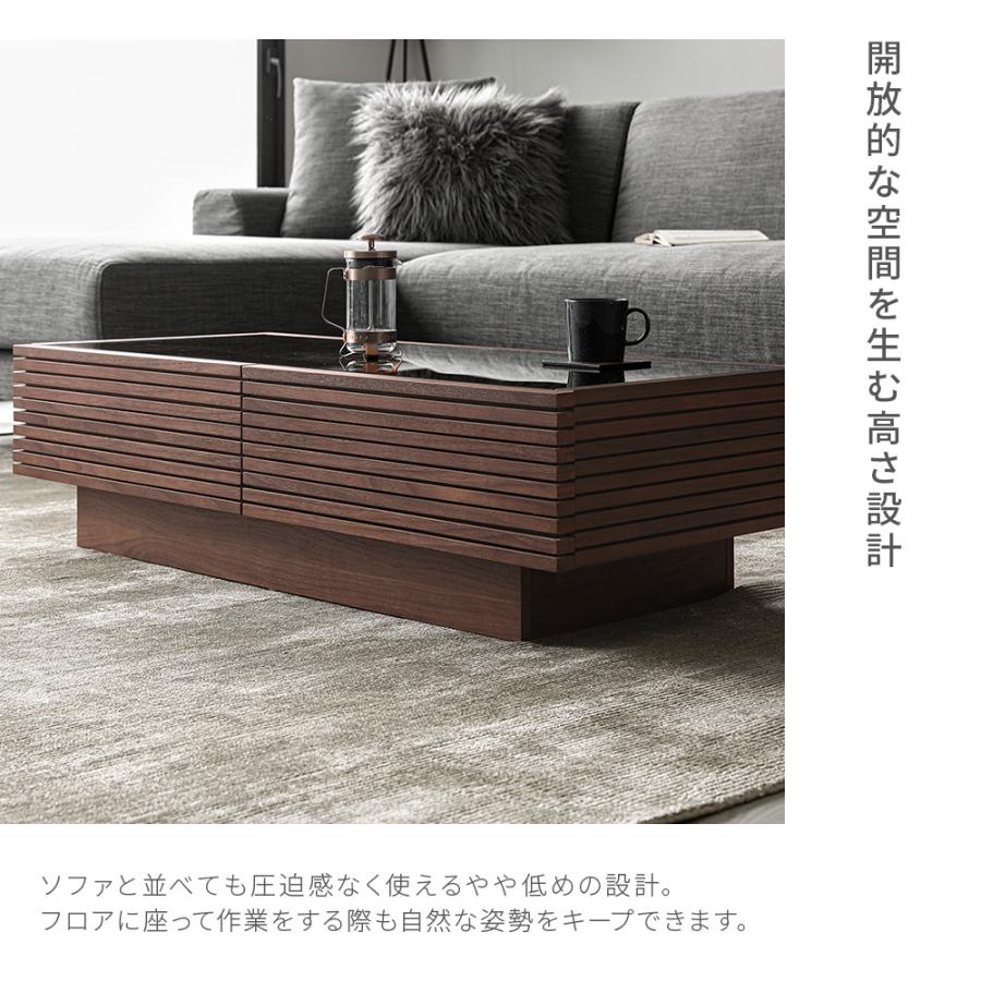 札幌 センターテーブル アルモニア 幅120×奥行70×高さ32.5㎝ ローテーブル 座卓 ブラックガラス ARMONIA 本郷通店 ARMONIA（アルモニア） センターテーブル ガラステーブル Karen 木製