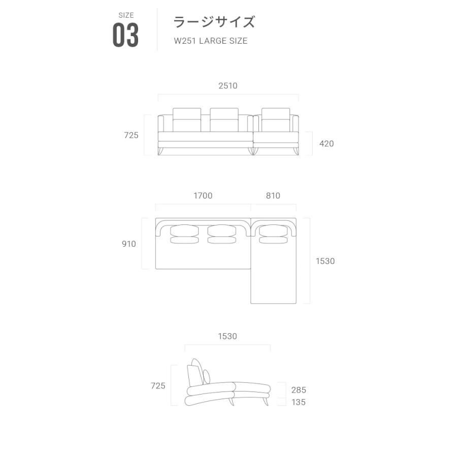 ソファー ソファ 3人掛け カウチソファー BellaCurva L字 三人掛け用 