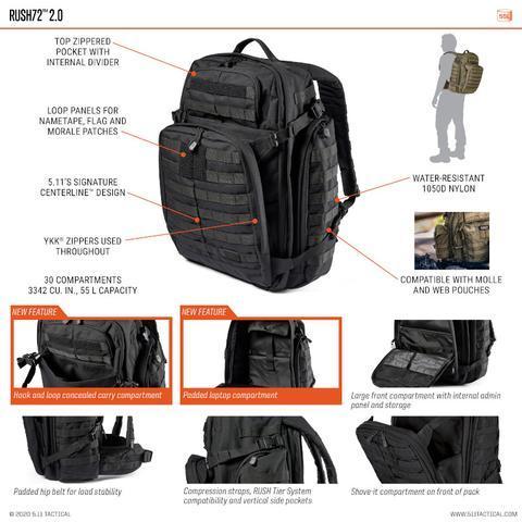 5.11 Tactical 新型 ファイブイレブン タクティカル ラッシュ72