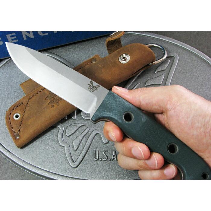 ベンチメイド 162 ブッシュクラフター グリーンG10 ,シースナイフ  