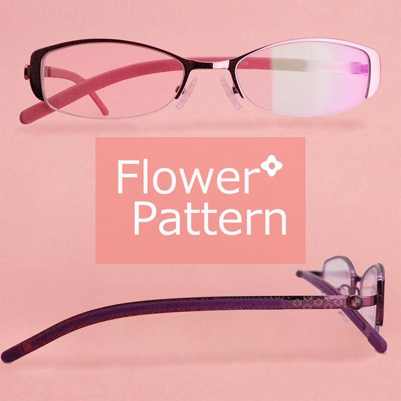 【日本製 Nikonレンズ使用 遠近両用メガネ】フラワーパターン［全額返金保証］ニコン 老眼鏡 おしゃれ 男性 女性 メンズ レディース 処方箋 乱視 対応 オーダー 眼鏡 日本製 Nikon レンズ使用 遠近両用メガネ】フラワーパターン［全額返金