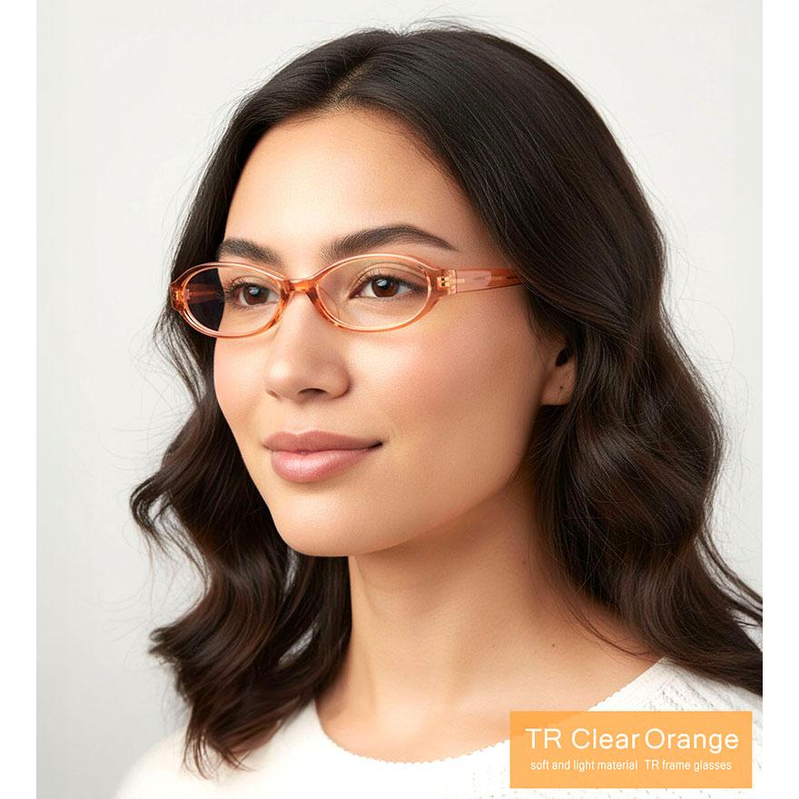 遠近両用メガネ】TRクリアオレンジ［全額返金保証］ 老眼鏡 おしゃれ