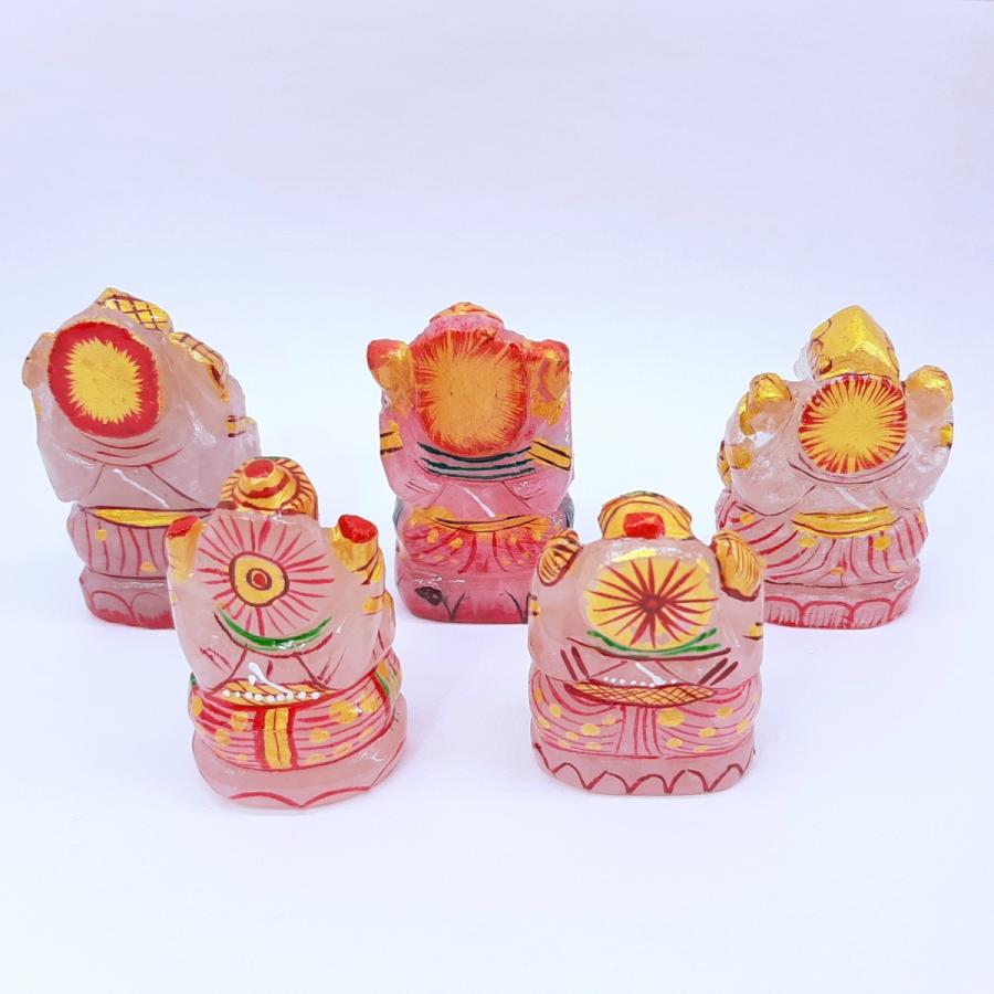 ローズクォーツ ガネーシャ像 陶器製 置物 天然石☆ガネーシャ神☆ローズクォーツ その他インテリア雑貨