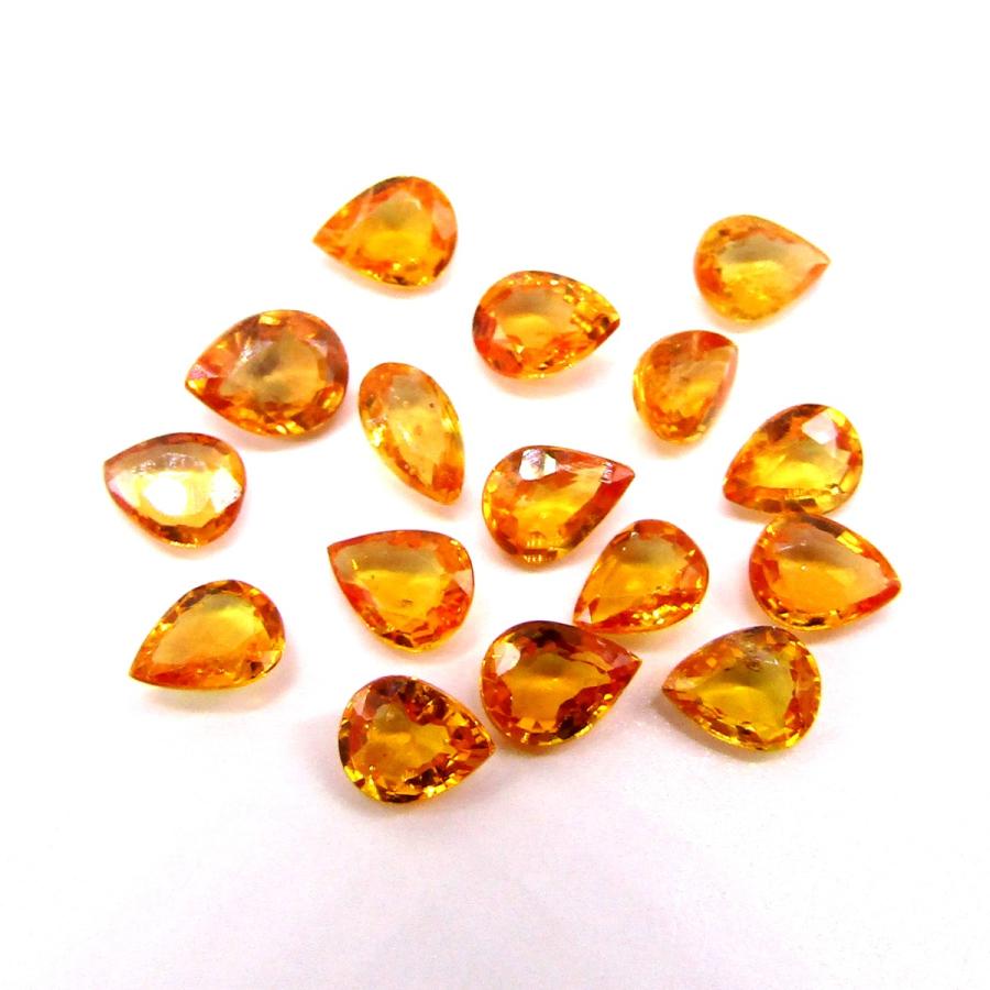 オレンジ サファイア （加熱処理） ルース 4.5mm×3.5mm ペアシェイプ 